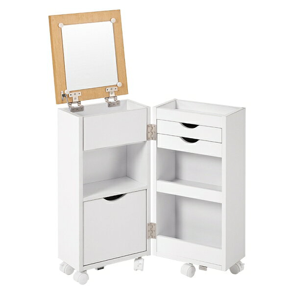Joshin web 家電とPCの大型専門店のHAGIHARA(萩原) コスメワゴン(ホワイト)※ライトなし MUD-6678WH [MUD6678WH]｜アングル2