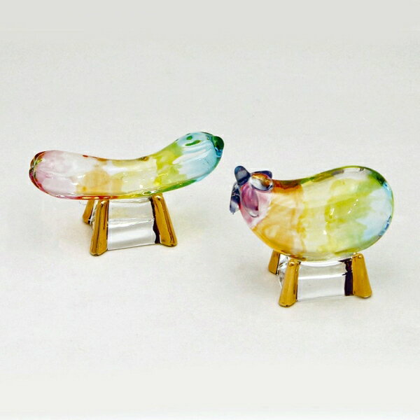 京都 リュウコドウ 虹色クリスタル精霊馬(キュウリ・ナス) 057-0139 57-139ミ ニサイズのかわいいガラス精霊馬 供養 夏風情 新盆 初盆 [0570139リユウコドウ]