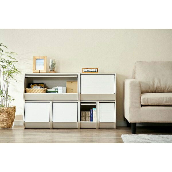 アイリスオーヤマ スタックボックス 扉付き(オフホワイト) STB-600Dオフホワイト IRIS [STB600Dオフホワイト]