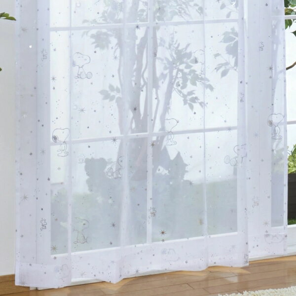 バード スヌーピーレースカーテン2P(箔プリント) 2枚セット(幅100×丈176cm) KO-6-176 [KO6176]