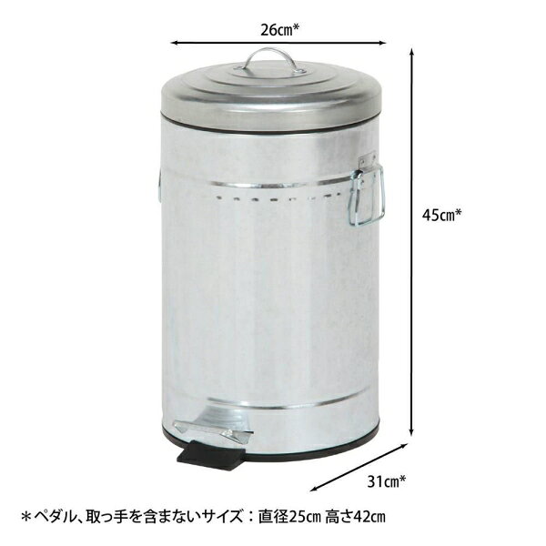 不二貿易 スチール ラウンドペダルペール 12L(ガルバナイズ) 34741 FTC313-12L [34741フジボウエキ] [2]