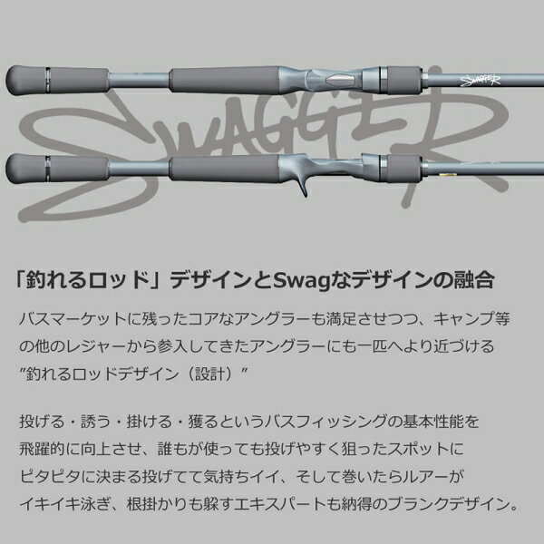 Joshin web 家電とPCの大型専門店のダイワ 22 スワッガー S64L バーサタイルスペシャル 6.4ft 2ピース(グリップ着脱式) スピニング 22 スワッガー S64L DAIWA SWAGGER バスロッド｜アングル3