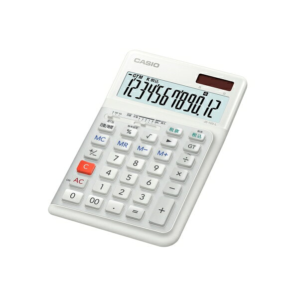 カシオ 人間工学電卓 左手用 12桁 (ホワイト) JE-12D-L-WE-N