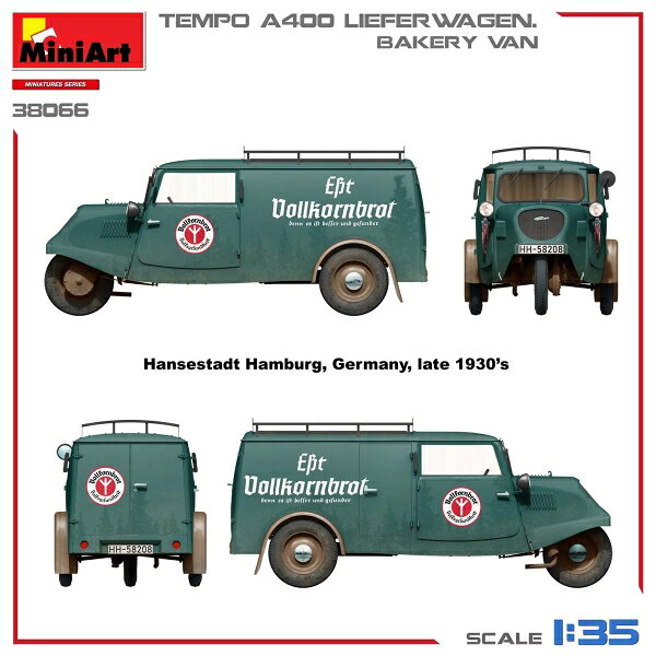ミニアート 1/35 Tempo A400 リーファーワーゲン ベーカリーバン【MA38066】 プラ...