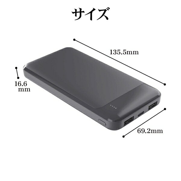 �饹���Хʥ� Type-C1�ݡ���/USB2�ݡ��� ��Х���Хåƥ꡼ 10000mAh ��2.4A�ʥ��㥳���륰�졼�� RLI100C2A01CGRY