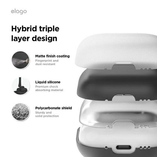 EL_AP4CSSCLD_BK エラゴ AirPods4用 シリコン・PCハイブリッドケース（ブラック） elago LIQUID HYBRID for AirPods 4