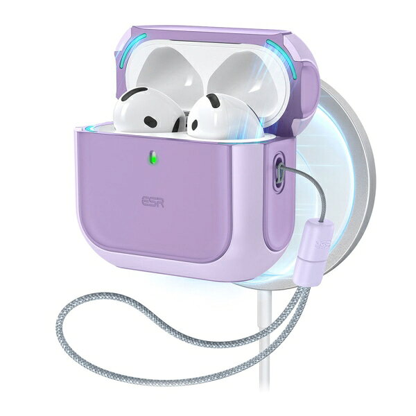 ESR ORBIT MagSafe対応ハイブリッドケース for AirPods【第4世代（パープル）】 ES...