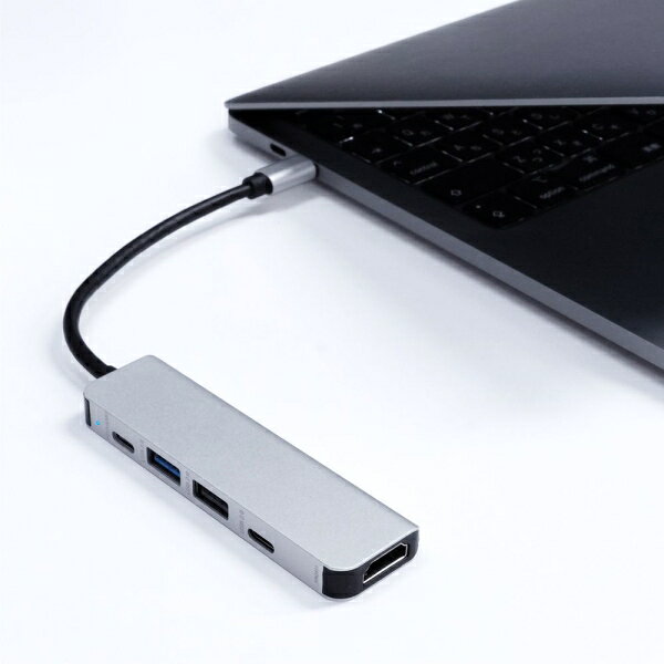 Modget Type-C2ポート/USB2ポート/HDMI1ポート USB Type-C ハブ（シルバー）【Joshinオリジナルモデル】 JS-USBCHUB-5IN1