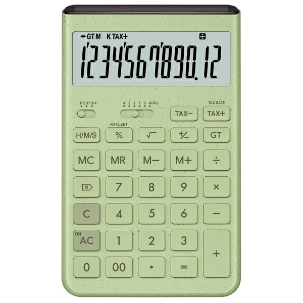 カシオ 電卓　12桁(グレイッシュグリーン) Comfy　ジャストタイプ JT-200T-GN-N