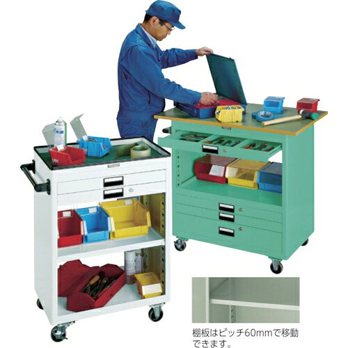 トラスコ中山 ツールワゴン 800×500×H880 引出・扉付 ヤンググリーン[他商品と同時購入不可]メーカー直送品(沖縄県・離島お届け対象外) NTS-504N-YG TRUSCO