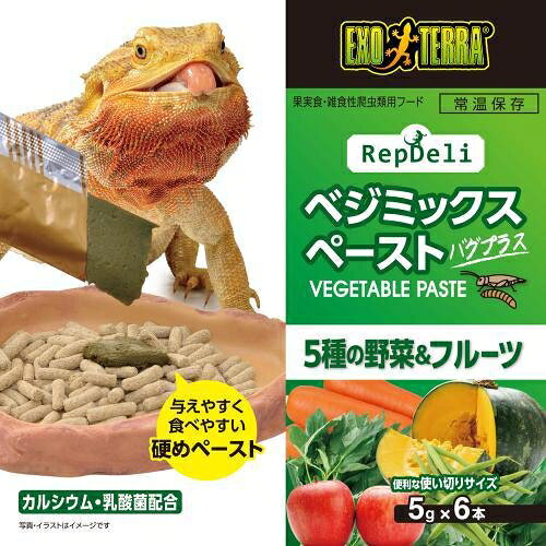 爬虫類用品 RepDeli ベジミックスペースト バグプラス 5g×6本 ジェックス ベジミツ...