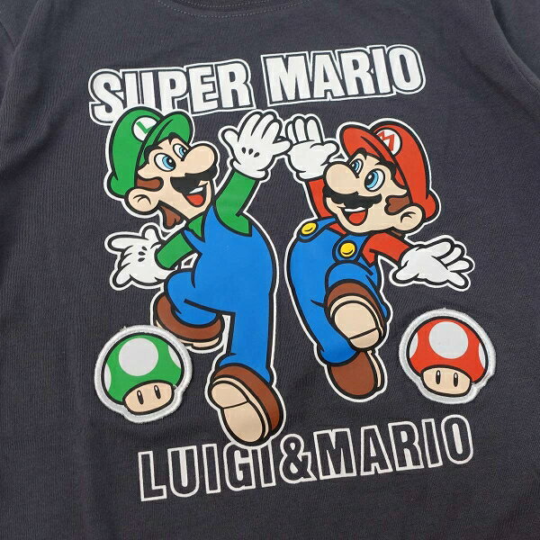 ファインプラス マリオ KIDS キノコワッペン Tシャツ（ブラック・サイズ：140） 22...
