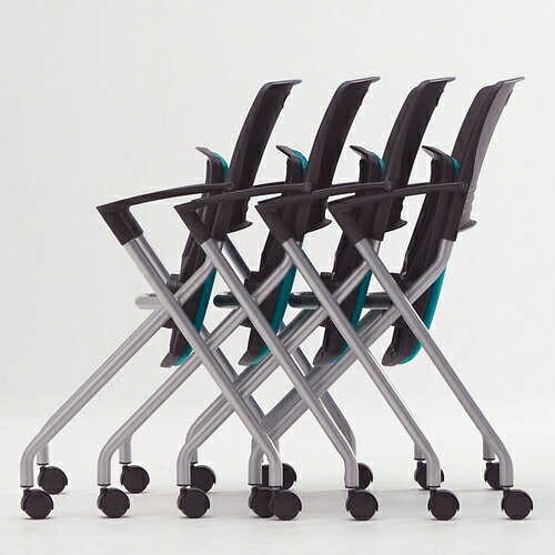 TOKIO ミーティングチェア(スタッキング)肘付 布(クリアブルー) FNC-K5A-CB [FNCK5ACB] [3]