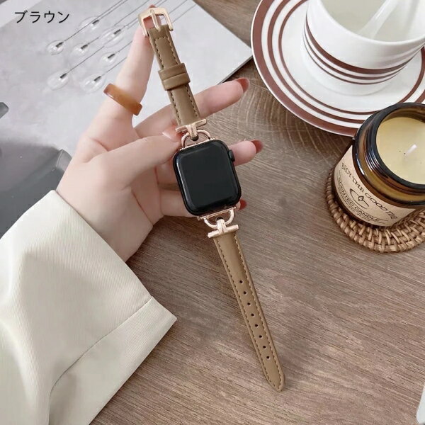 ガーカル Apple Watch 1-10/SE1-2 38/40/41/42(10のみ)mm 「大人な知的感」異素材PUレザーバンド(ブラウン) W00230BRA