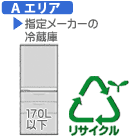 【弊社サービスエリア Aエリア】冷蔵庫・冷凍庫・ワインセラー・保冷庫（サイズ小型・170L以下） 指定メーカーA　リサイクル料金＋収集運搬料金　REC-FZ-S-IA
