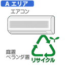 【弊社サービスエリア Aエリア】エアコン 指定メーカーA リサイクル料金+収集運搬料金+取外し料金(庭・ベランダ・二段置き) REC-AC-N-IA-4