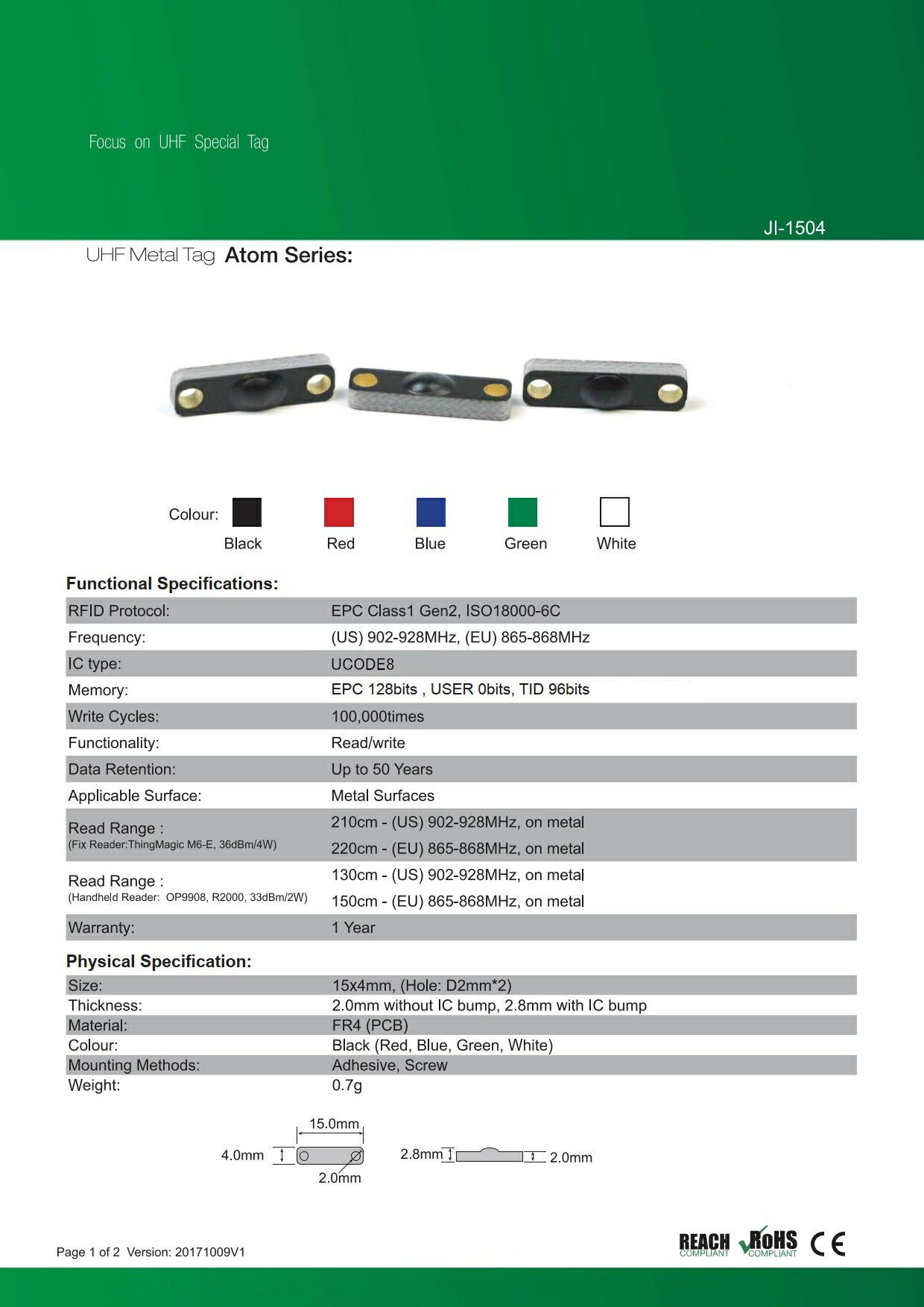 RFID ��°�б�������JI-1504�ۡ�UCODE8��UHF��/���ȿ���902MHz��928MHz/RFID/IC����