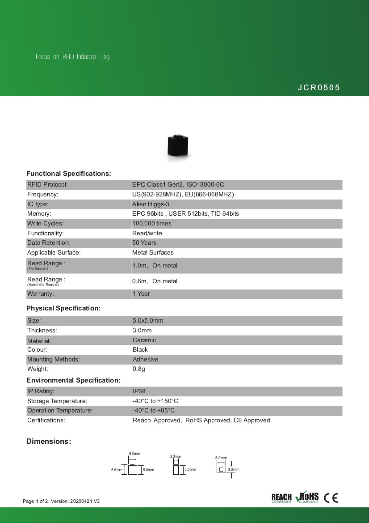 RFID 金属対応タグ【JCR0505】[Al...の紹介画像3