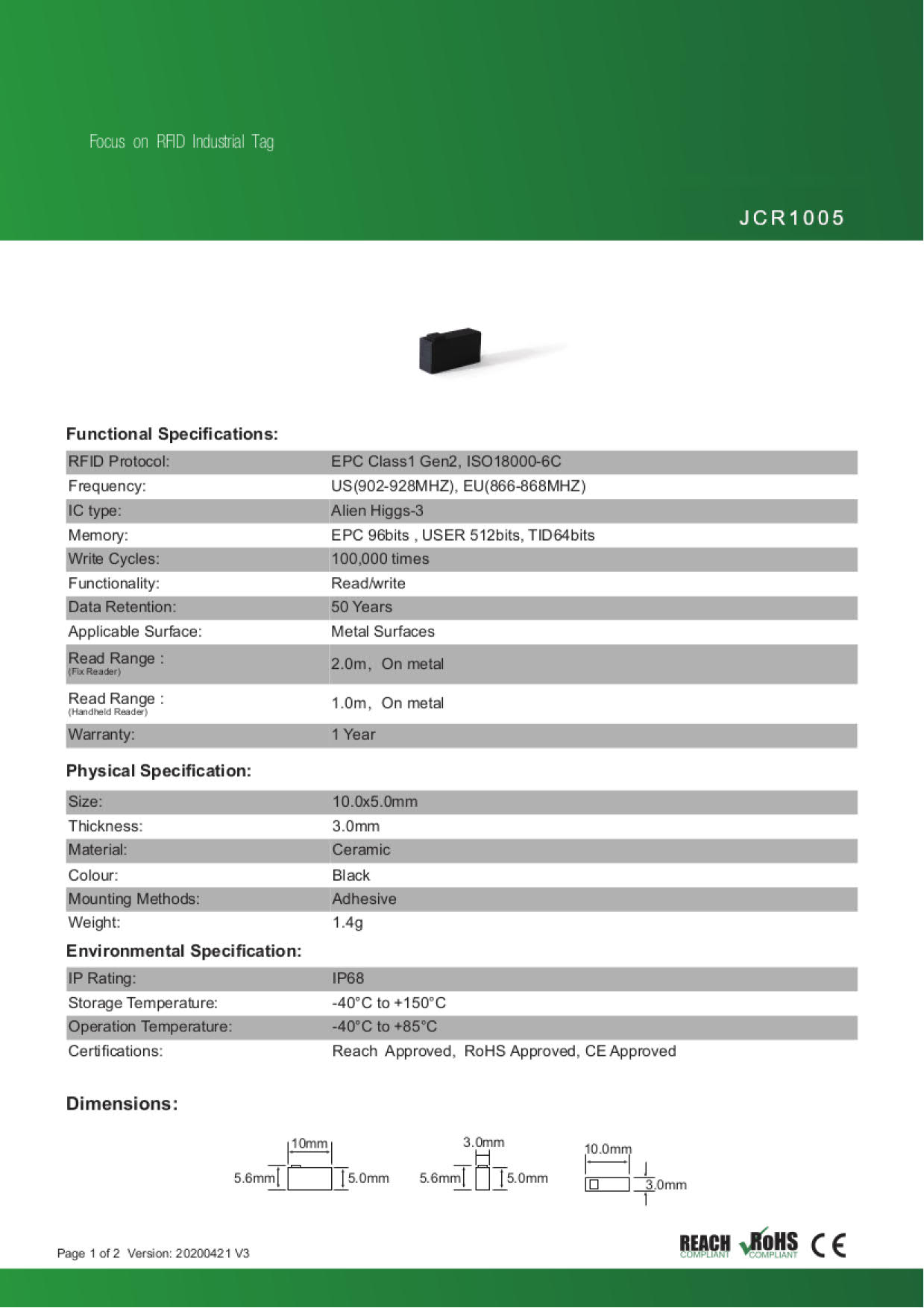 RFID ��°�б�������JCR1005�ۡ�Alien Higgs-3��UHF��/���ȿ���902MHz��928MHz/RFID/IC����/����ߥå�/�������ü쥿��/΢�̥ơ����դ���1�ġ�