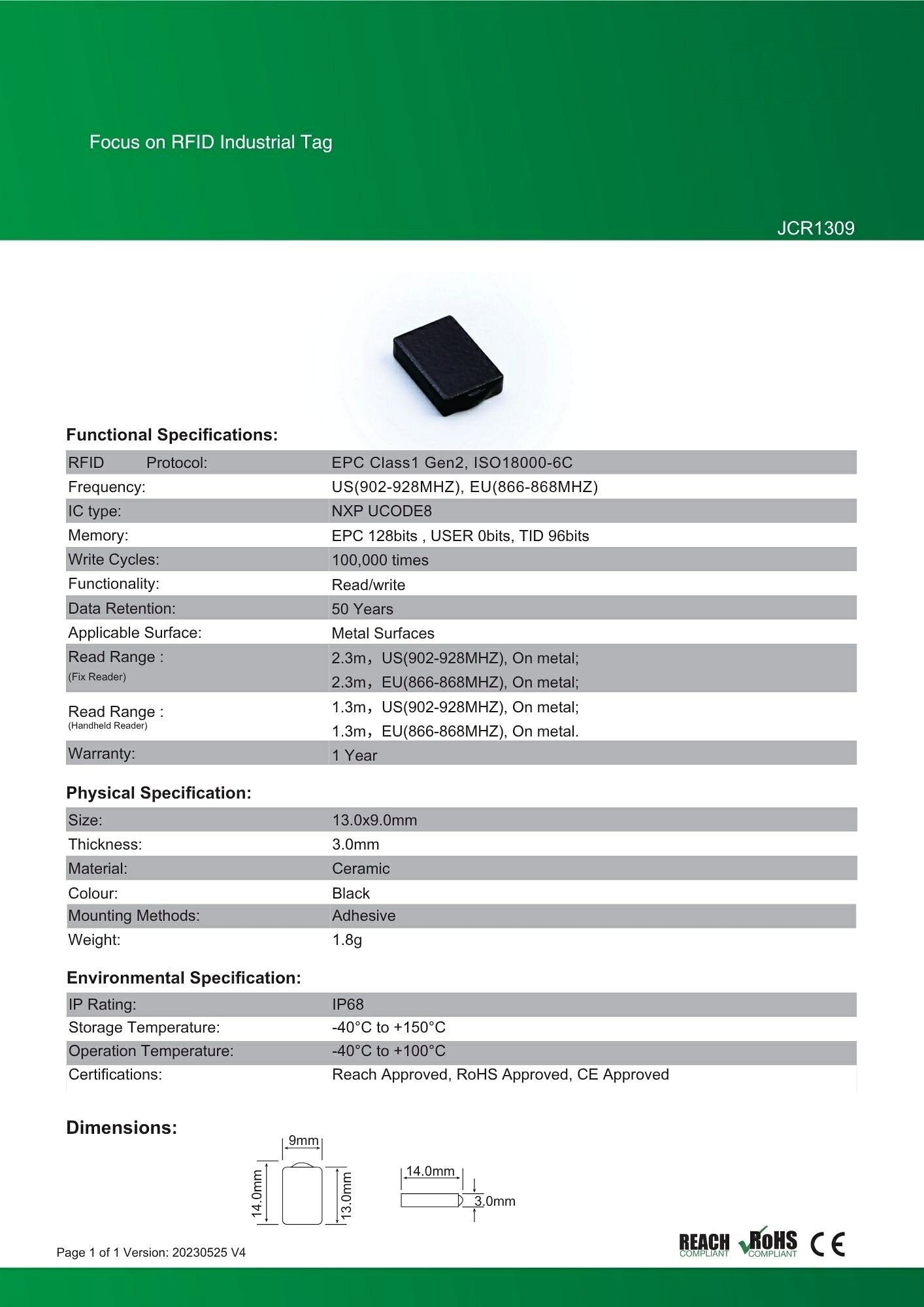 RFID 金属対応タグ【JCR1309】[UC...の紹介画像3
