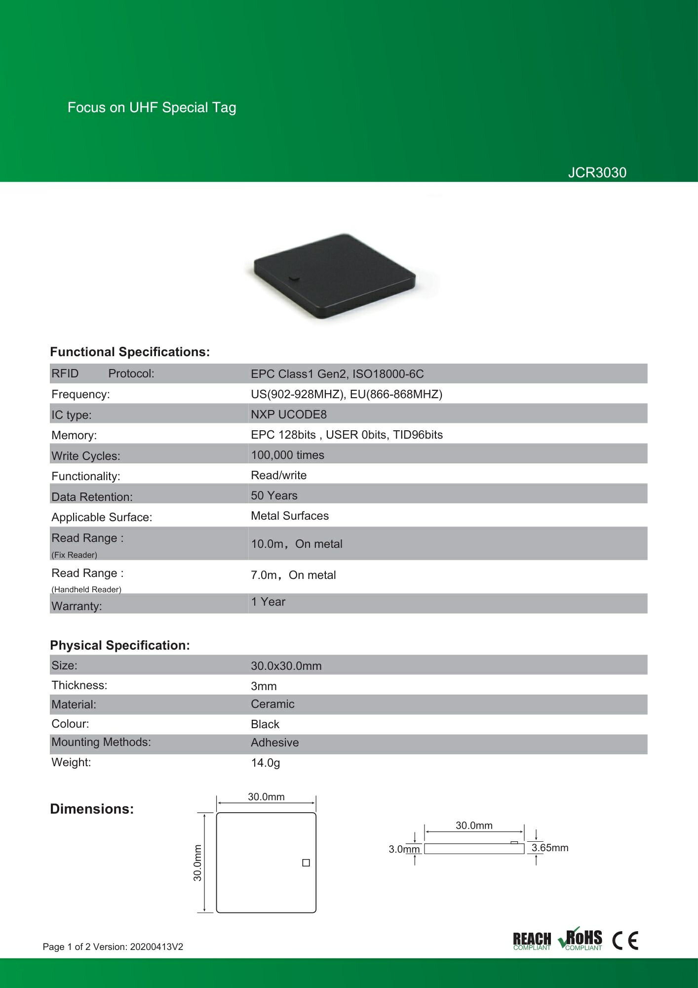 RFID 金属対応タグ【JCR3030】[UC...の紹介画像3