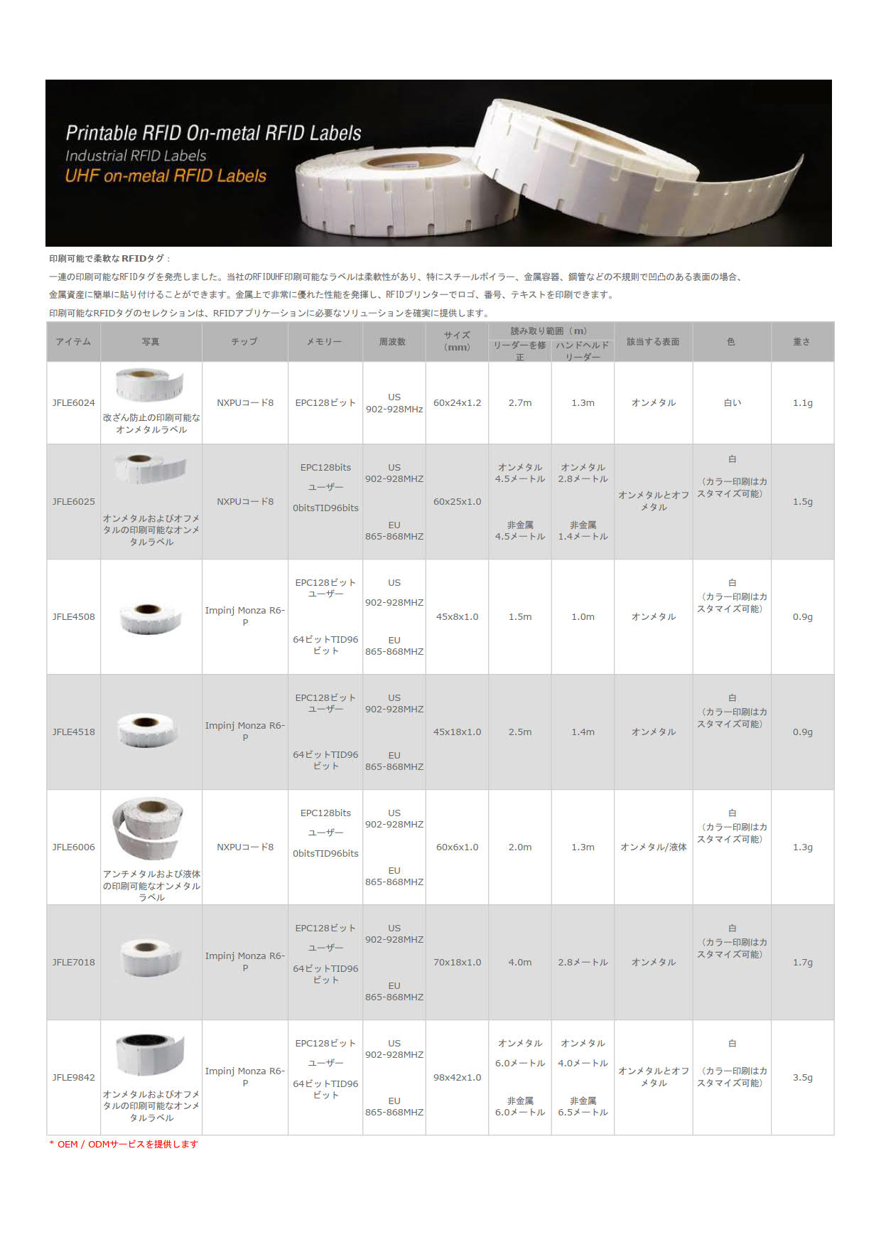 RFID 金属対応タグ【JFLE9842】［Impinj Monza R6-P］UHF帯/周波数帯902MHz～928MHz/RFID/ICタグ/フレキシブルラベル/ 3