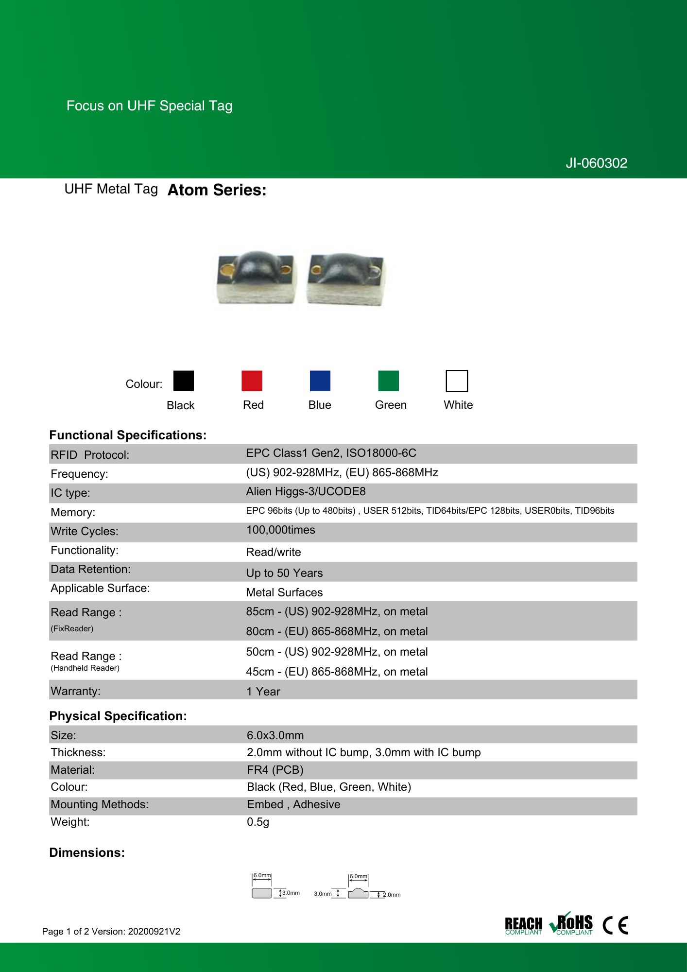 RFID ��°�б�������JI-060302�ۡ�Alien Higgs-3/UCODE8��UHF��/���ȿ���902MHz��928MHz/RFID/IC����