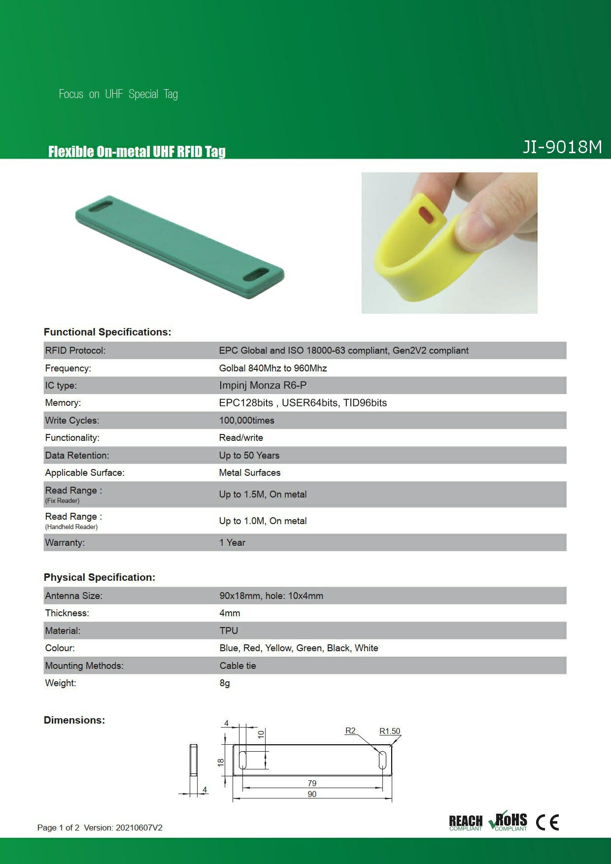 RFID ��°�б�������JI-9018M�ۡ�Impinj Monza R6-P��UHF��/���ȿ���840MHz��940MHz/RFID/IC����/���եȶ�°�б�����