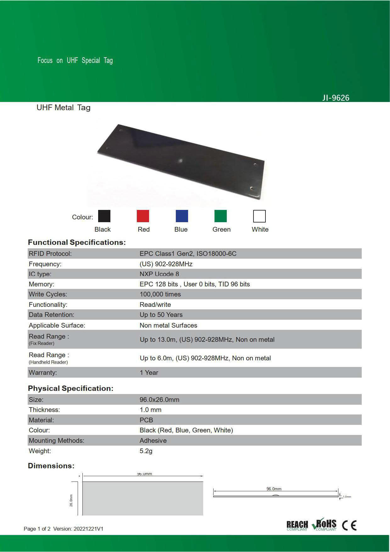 RFID ���°�б�������JI-9626�ۡ�UCODE 8��UHF��/���ȿ���860MHz��960MHz/RFID/IC����/Ĺ��Υ�ɤ߼��