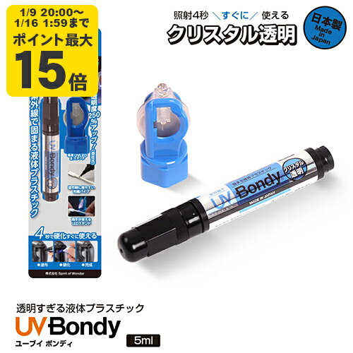 UV Bondy (ユーブイ ボンディ) クリスタル透明 液体プラスチック 接着剤 溶接機 スターターキット LED（UV） 紫外線ライト 【送料無料】
