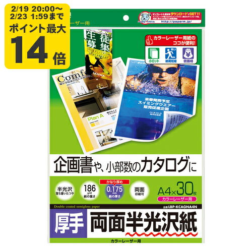 カラーレーザー用半光沢紙・厚手 サンワサプライ【LBP-KCAGNA4N】[SAN]