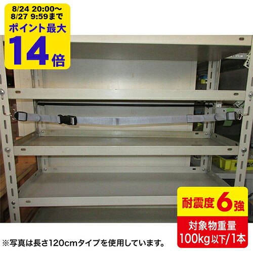 商品概要品番QL-E97-210JANコード4969887450048商品仕様■材質：ポリアセタール、ポリプロピレン、メッキ処理鉄■サイズ：W37×D20×H2100mm※ベルトのみのサイズはW25×D1.5mmです。■重量：80g■適応温度：0〜40℃■耐震度：震度6強■対象物重量：100kg以下/本■入数：1■セット内容：本体×1、取扱説明書×1対応機種■対応機種：棚間口210cmに対応特長●オープン棚に収められた書類、ケースなどの収納物の落下を防止するベルトです。●オープン棚の支柱穴にフックを引っ掛けて固定するだけの簡易設置です。●ベルトは着脱バックル付きなので収納物の出し入れが容易です。●収納物に合わせて任意の高さに設置して使う事ができます。