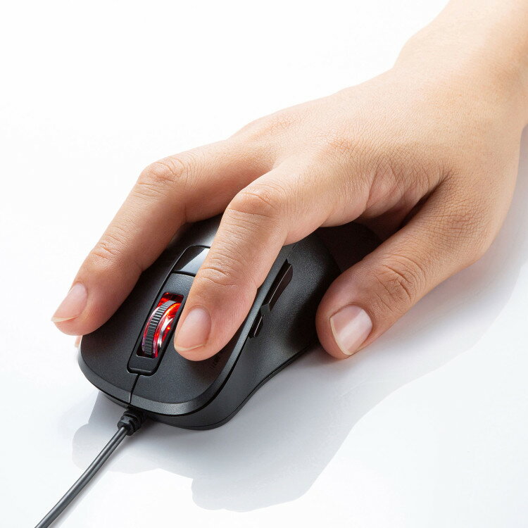 有線Type-CブルーLEDマウス（5ボタン・静音タイプ）[SAN]