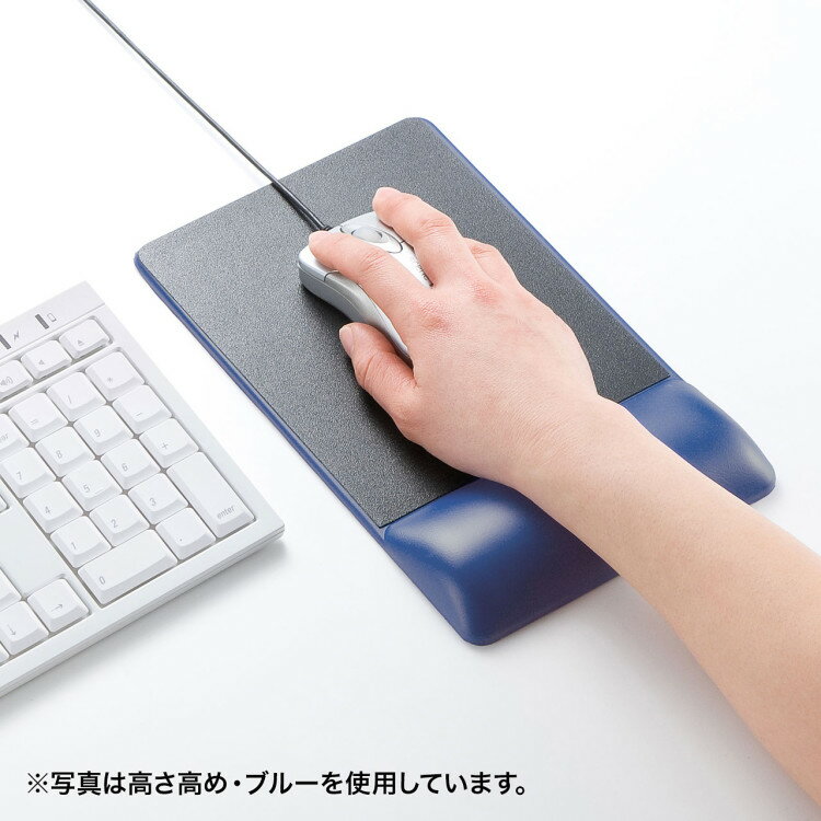 リストレスト付きマウスパッド（レザー調素材、高さ標準、ブラック）[SAN](2)