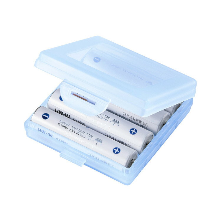 電池ケース（単4形用2個セット・ブルー） 単4乾電池を4本収納できる、持ち運びに便利なコンパクト電池ケース。【DG-BT4BLN】サンワサプライ [SAN]