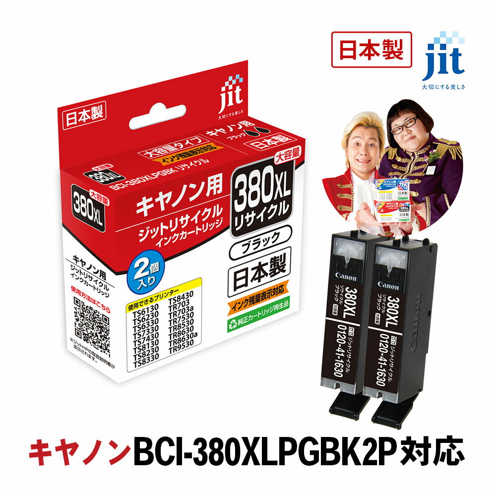 【2個セット】インク キヤノン Canon BCI-380XLPGBK(大容量) ブラック対応 ジット リサイクルインク カートリッジ LO r40c