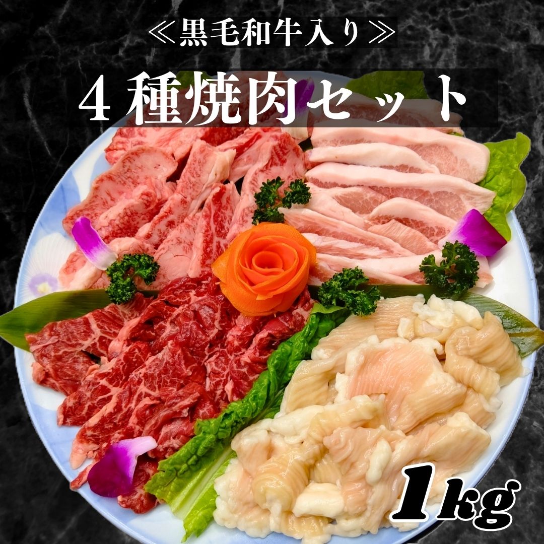 【黒毛和牛入り 焼肉4種セット 1Kg】 牛カルビ 牛ハラミ 豚トロ ホルモン 焼肉セット 母の日 父の日 お肉 焼き肉ギフト お肉ギフト ギフト 焼肉 食べ比べ お肉セット 焼き肉セット お得 焼き肉 肉 送料無料 バーベキュー 焼き肉 お肉 詰め合わせ お試し焼肉セットメガ盛り