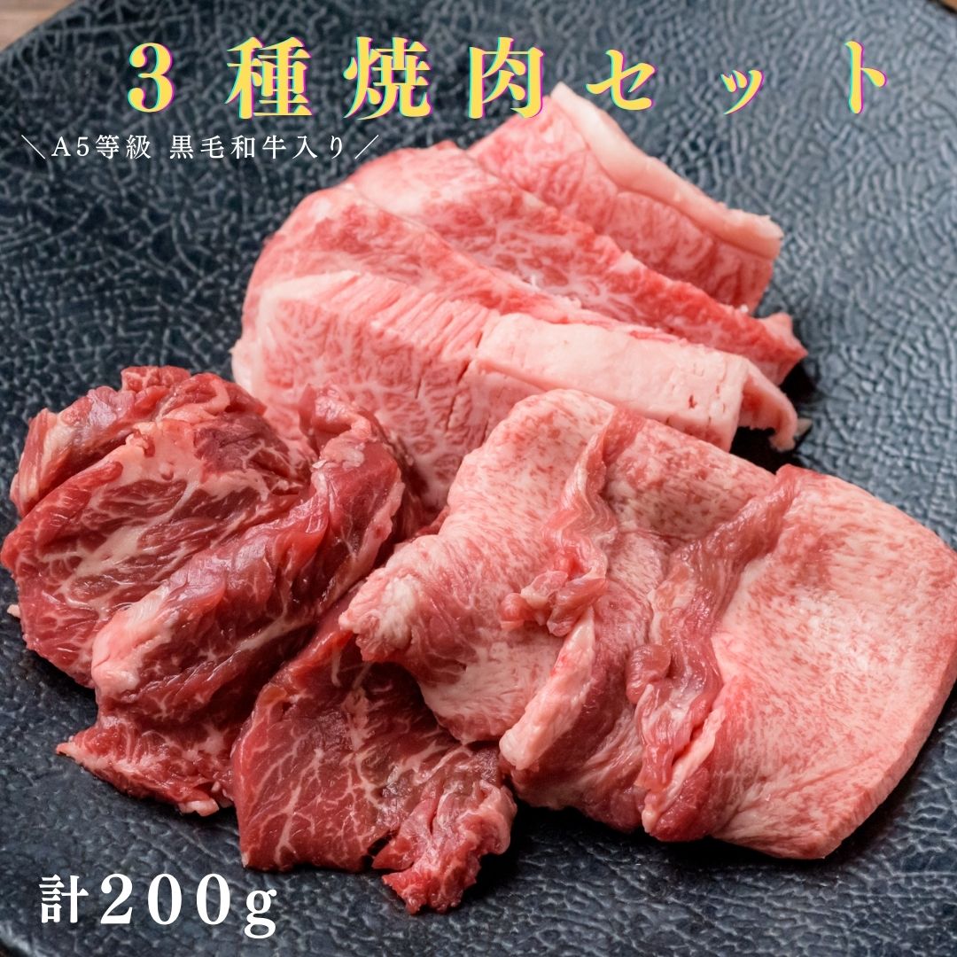 【3種 焼肉セット 黒毛和牛カルビ/上タン/牛ハラミ 計200g】1人前 ギフト A5 黒毛和牛 肉 お肉 焼き肉ギフト 肉 お肉ギフト 誕生日 お祝い 食べ比べ 焼き肉 詰め合わせ 牛肉バラ お肉セット 贈り物 焼肉 焼肉ギフト 牛肉 肉ギフト お肉セット 内祝 焼肉ギフト 父の日 母の日