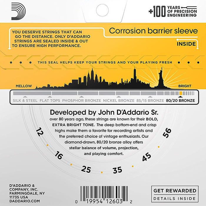 アコースティックギター 弦 Daddario EJ14 (012-056) (10セット) (ダダリオ ブロンズ弦 ライト ミディアム)