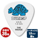 ピック (ギター ピック ベース ピック) (36枚) ダンロップ 424 (1.0ミリ) トーテックス ウェッジ Jim Dunlop ■ お得な36枚販売！(通常1枚税込 110円)のところ、(1枚あたり税込 83円) ■ ギターピック (ベースピック) ■ ギター用 (ベース用) ・メーカー：ジムダンロップ (Jim Dunlop) ・型番：424 ・形状：ウェッジ (Wedge) ・材質：トーテックス (Tortex) ・サイズ：1.0mm ■ ピックの形状 ■ ウェッジ (Wedge) ・ダンロップ社のオリジナル形状。 ・スタンダード(ティアドロップ)をベースに、指で掴む部分がやや広く、先端がやや鋭角な形状。 ・ギターソロのような細かい動きから、コードストロークのような大きな動きまで幅広いプレイに使えます。 ■ ピックの材質 ■ トーテックス (Tortex) ・デルリン素材にダンロップ社が独自の表面処理を施しています。 ・マットな質感で滑りにくく、耐久性にも優れています。 ・やや「ざらつき」のある音質で、1音、1音がはっきりとピッキングできます。 ■ ピックの厚み ■ Heavy / Hard （ヘビー ハード 厚い） ・〜 1.0ミリ 前後 ・弾いた感触は硬く、ピック自体のしなりは少ない。 ・アタック感は強く、力強さが感じられる。 ・細かく速い動きも容易になり、高音域から低音域までバランス良く出る。 ・エレキベースでも多く使われる。 ■ ポストに投函。手間いらずの「ネコポス」対応。 ・こちらの商品は、ポストまでお届けする「ネコポス」に対応しています。 ・宅急便と同じく、通常(1日〜2日)でお届けします。 ・(日時指定)(商品代引配送)が出来ません。 ・通常料金での(宅急便配送)も可能です。ご希望の方はコメント欄に記載下さい。 ピック (ギター ピック ベース ピック) (36枚) ダンロップ 424 (1.0ミリ) トーテックス ウェッジ Jim Dunlop ■ 補足説明 ■ ピックの種類 ■ ピックには、 ・主に親指と人差し指で掴んで(挟んで)使う、一般的なピックの「フラットピック Flat Pick」 ・親指にはめて使う「サムピック Thumb Pick」 ・親指以外の人差し指、中指、薬指、(小指)にはめて使う「Finger Pick」 があり、ピック(Pick)、プレクトラム(Plectrum）などと呼ばれ、弦楽器を演奏する道具です。 ・ピックを使った演奏方法を「ピック弾き」「ピック奏法」と呼んでいます。 ・指や、指にピックを装着した演奏方法を「フィンガーピッキング」と呼んでいます。 ・三味線などの「撥 ばち」、琴の「爪 つめ」とは区別されます。 ■ 素材には、 ・セルロイド、ナイロン、デルリン、ポリアセタール、ポリカーボネート、ポリ塩化ビニル、アクリル、カーボンなどの合成樹脂(プラスチック)系素材 ・ゴム、フェルト、金属、木、石、骨、角、鼈甲(べっこう) などが使われます。 ■ フラットピックの形状には、 ・(正三角形 トライアングル型) ・(ラウンドした三角形 おにぎり型) ・(二等辺三角形 ティアドロップ型) ・ホームベース型 などがあります。 ■ 硬さ(厚さ)には、 ・Thin (薄い 〜 0.5ミリ - 0.6ミリ 前後) ・Medium (中間 〜 0.7ミリ - 0.8ミリ 前後) ・Hard、Heavy (硬い 〜 1.0ミリ 前後) ・Extra Heavy (とても硬い 1.15ミリ 前後 〜) などがあります。 ■ ピックを使用する楽器には、 ・エレキギター(エレクトリックギター) ・エレキベース(エレクトリックベース) ・アコースティックギター(アコギ) ・エレアコ(エレクトリック アコースティックギター) ・アコースティックベース、エレアコベース ・クラシックギター、フラメンコギター ・エレクトリック・クラシックギター(エレガット) ・マンドリン ・バンジョー ・スティールギター ・ラップスティール などがあります。 ■ その他 ・ザラザラとした素材をピックに施した滑り止めピック ・ピックに複数の穴を空けたり、凹凸を付けて滑りにくくしたピック ・弦との接点を極端に小さくした形状で、速い動作に対応させたピック などがあります。 形状、素材、厚み(硬さ)は、演奏時の弾き心地や音質に大きく影響します。 プレイヤー(演奏者)のプレイスタイルや好みによって選びます。 ■ ピックのストックは、いざと言うときにあると安心です。 ・学校の音楽の授業、ギター教室、ギタースクール、カルチャースクールのレッスン、発表会。部活（軽音）、アマチュアバンド(バンド演奏)、路上でのストリート演奏、文化祭や学園祭などのイベント、休日のアウトドア（キャンプ、お花見など野外での演奏）結婚式や二次会、忘年会、新年会の余興の時など、予備のピックがあると安心です。自宅のストックピックとしてもご用意しておくと安心です。 ■ 様々なプレイスタイルで使われるピック。 ・ピック弾き（ストローク、アルペジオ）、指弾き（フィンガーピッキング）、弾き語り、アンサンブル、バンド演奏、歌の伴奏、ソロギター（ギターソロ）で使われます。 ■ ギターやベースは、どなたでも楽しめます。 ・大人(男性、女性)、子供（男子、女子）学生（小学生、中学生、高校生、大学生）お子様(男の子、女の子) 性別、世代に関わらず楽しめます。 ■ ギターやベースは、多様な音楽ジャンルで楽しめます。 ・クラシック音楽、ボサノヴァ(ボサノバ)、フラメンコ、タンゴ、ラテンをはじめ、J-POP（Jポップ）、ロック、ブルース、フォークソング、カントリー、ラグタイム、ジャズはもちろん、演歌、童謡、民族音楽、ハワイアン、フラ(フラダンス)の演奏、メタルやヒップホップ、ブラックミュージックなど。 ■ 当店の楽器周辺アクセサリー、小物など、ギフトにも好評です。楽器関連アイテムのプレゼントはいかですか？ ・母の日、父の日、敬老の日（親、祖父、祖母へ）、誕生日（夫、嫁へ、息子、娘へ、孫へバースデープレゼント）、バレンタインデーやホワイトデー、クリスマスのクリスマスプレゼント（家族へのクリプレ）など、定番のギフトイベントこそ、気の利いたプレゼントを贈ってみませんか。また、入学祝い、卒業祝い、成人式や就職、引っ越しなど、新生活の贈り物として、いかがでしょうか。 ■ 各種ピックはこちらからどうぞ