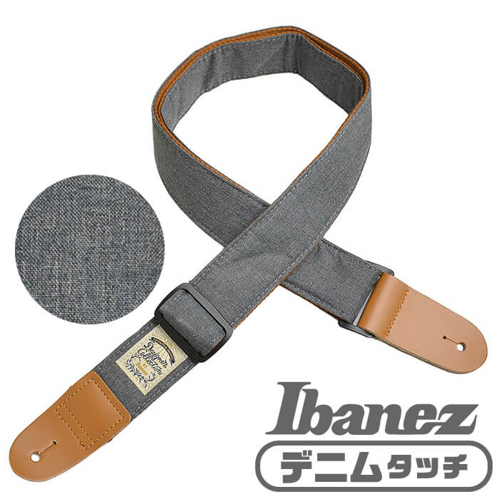 ギター ストラップ Ibanez DCS50D CGYアイバニーズ チャコールグレー (エレキ ベース アコースティック)