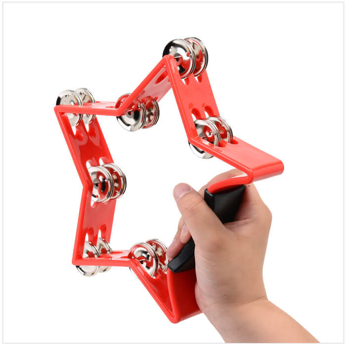 ジングルが2連のダブルジングルだから華やかな音を楽しめる タンバリン Kc Hmt Str Rd レッド Tambourine 特売 星型 タンブリン 赤色