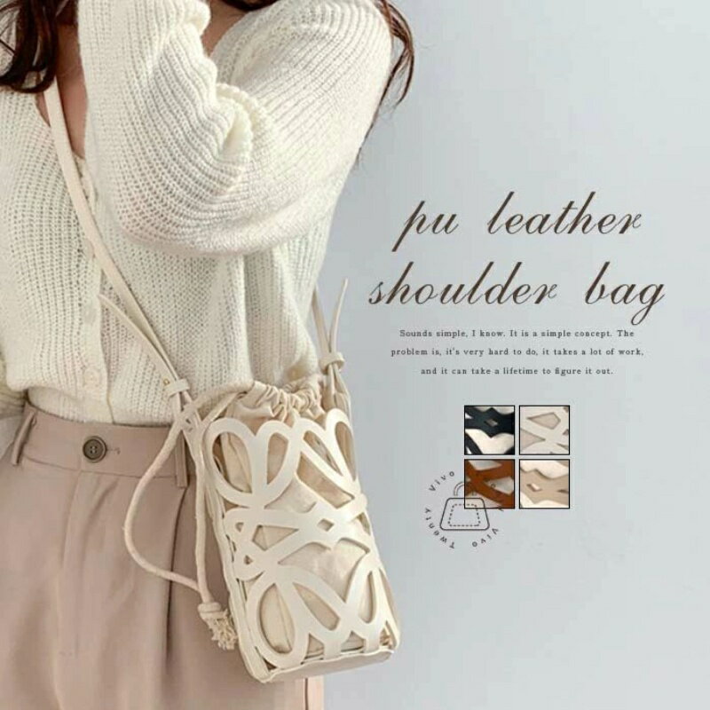 【送料無料】ショルダーバッグ レディース かごバッグ ショルダー バッグ 斜め掛けバッグ スマホショルダーバッグ レザーかごバッグ 巾着バッグ カットワーク 合皮 スマホポーチ ショルダー バケツバッグ おしゃれ かわいい ミニポシェット JOLNNのサムネイル