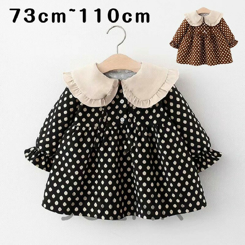 春 ワンピース ベビー 入園式 子供服 女の子 卒園式 73cm 80cm 90cm 100cm 110cm フォーマル かわいい 水玉 春秋 丸襟 綿 子ども キッズ 長袖 可愛い おしゃれ ベビー服 通園 七五三 セミフォーマル カジュアル 保育園 入学式 黒 ベビードレス 結婚式 プレゼント