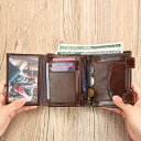 メンズ二つ折り財布 スキミング防止 ワックスレザー 本革 軽量 RFIDウォレット 大容量 カード収納 メンズボックス型二つ折り財布 メンズ財布 レザー 人気 ...