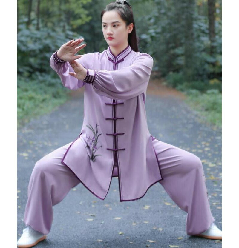 太極拳 ウェア 上下セット ゆったり 女性 動きやすい功夫 中華風 太極拳服 蘭花 花柄柔らかい 肌に優しい レディース 武術服 カンフー 大きいサイズ ウーシ...