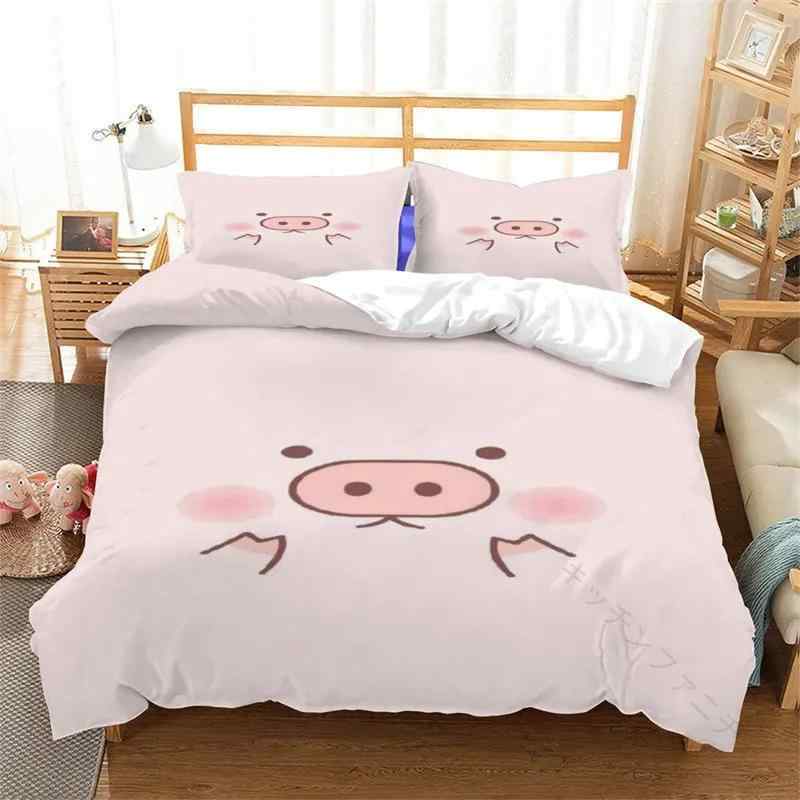 .布団カバーセット 寝具 を キッズ 子供部屋 向けに。シングル セミダブルサイズ 対応で 男の子 女の子 におすすめ。かわいい 子豚 の 動物柄 を デジタルプリント で表現し、ポリエステル生地 を使用。北欧風 デザインで お部屋の雰囲気を整えます。。指定された配送時間は承っておりません。【キッチンファニチャー】