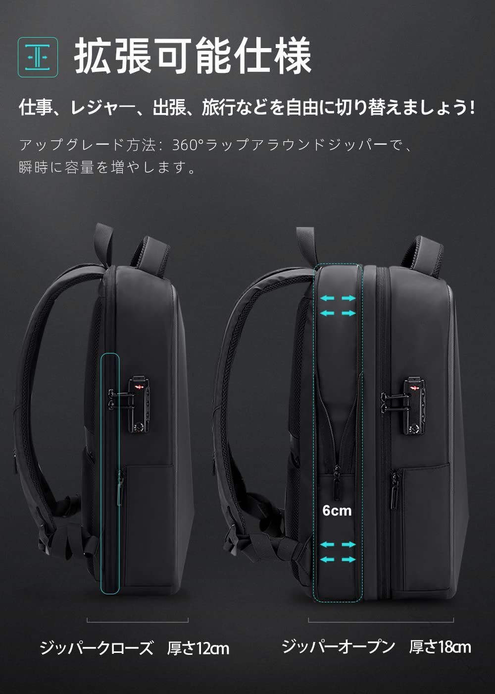 ビジネスリュック リュック ハードシェル バックパック 15.6インチ ラップトップ ...