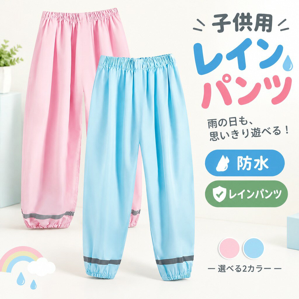 パステルカラーが可愛い 子供用レインパンツ キッズ プレイウェア お砂場着 防水 かわいい 小物入れ 子ども 動物 レインウェア 合羽 かっぱ ズボン 商品説明 雨の日だけでなくどろんこ遊び、砂場遊び、芋ほり、潮干狩りなどレジャーに大活躍。 暗くなっても安心の反射テープ付き。安全第一です。 パステルカラーがお洒落でかわいいレインパンツです。 カラー:ブルー/ピンク コンピューターのモニター設定により、色が若干異なる場合があります。 サイズ 身長110-120 パンツ丈69 股上27 ウエスト77 ヒップ88 身長120-130 パンツ丈75 股上29 ウエスト82 ヒップ93 身長130-140 パンツ丈80 股上32 ウエスト87 ヒップ98 身長140-150 パンツ丈85 股上34 ウエスト92 ヒップ103 身長150-160 パンツ丈90 股上36 ウエスト97 ヒップ108 測り方により多少の誤差が生じる場合がございます。 素材:ポリエステル 検索キーワード ウィンドブレーカー パンツ 防水 反射テープ サロペットキッズモデル 砂場遊び 公園 撥水 外遊び 土いじり 芋ほり 幼稚園 保育園 汚れない キッズ ベビー服 子供服 パンツ型プレイウェア パンツだけ 下だけ いもほり 潮干狩り 海あそび オーバーパンツ 防水 防風 雨合羽 カッパ パンツ 上下 ストラップ 足紐 まくれない 捲くれない ずれない 子供用 子供サイズ キッズ 韓国風ファッション 韓国ファッション 韓国風 韓国系 韓流 韓国モデル 原宿系 原宿 お洒落 おしゃれ オシャレ シンプル ins insスタイル レインウェア レインズボン レインコート かっぱ 合羽 ポンチョ 110サイズ 120サイズ 130サイズ 140サイズ 150サイズ 160サイズ メーカー希望小売価格はメーカーカタログに基づいて掲載しています