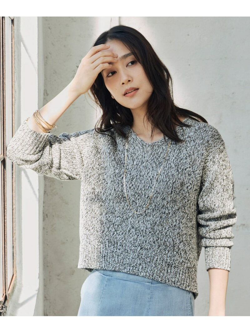 【SALE／40%OFF】【洗える】カラーミックスリネン ニット 自由区 L ジユウク トップス ニット ブルー ..